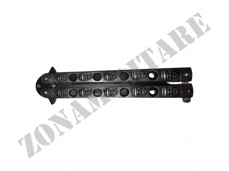 Coltello Skulls Martinez Albainox Butterfly Nero Decorato