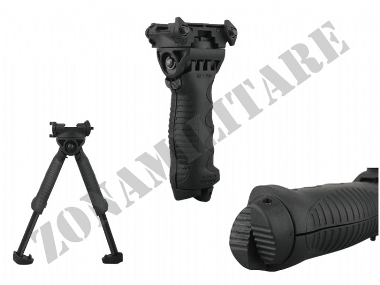 Impugnatura Sgancio Rapido Con Bipiede A Scatto Nera