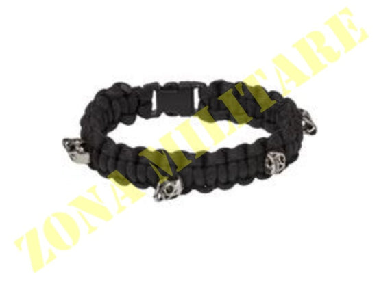 Braccialetto Paracord Con Teschi Metallo