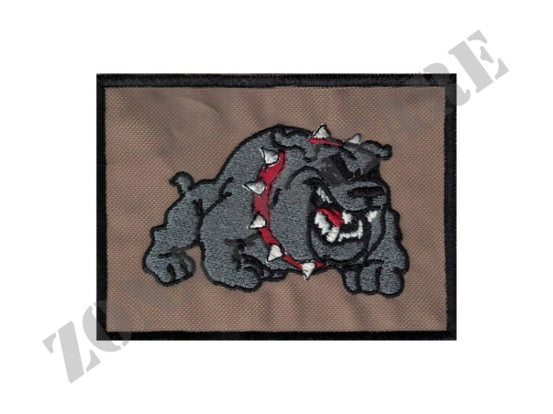 Patch Bulldog Ricamata Con Velcro Su Tessuto Desert