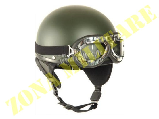 Casco Miltec In Abs Con Occhialoni Colore Oliva