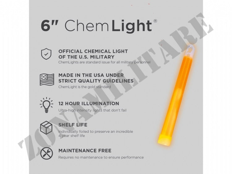 Cyalume Chemlight Arancione Durata 12H Defcon 5
