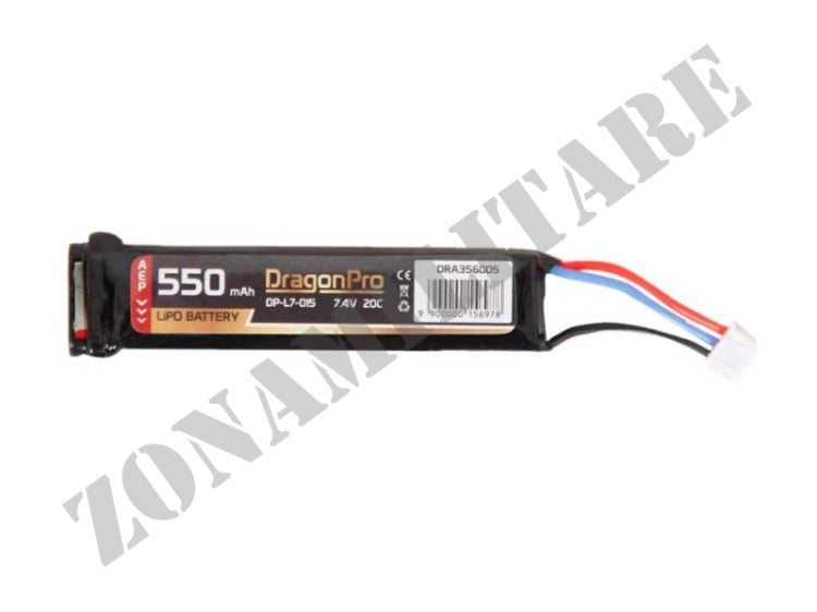 Batteria Lipo 7.4V 550Mah 20C Per Pistole Aep Compatibili