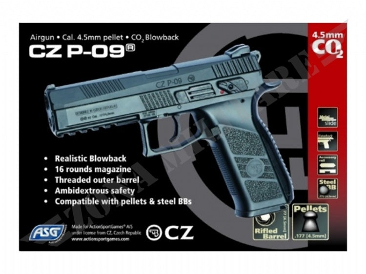 Pistola Cz P-09 Asg Cal.4.5 Pot.<7.5 Joule Blowback