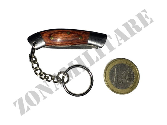 Portachiavi Ad Anello Con Coltellino Manico Legno