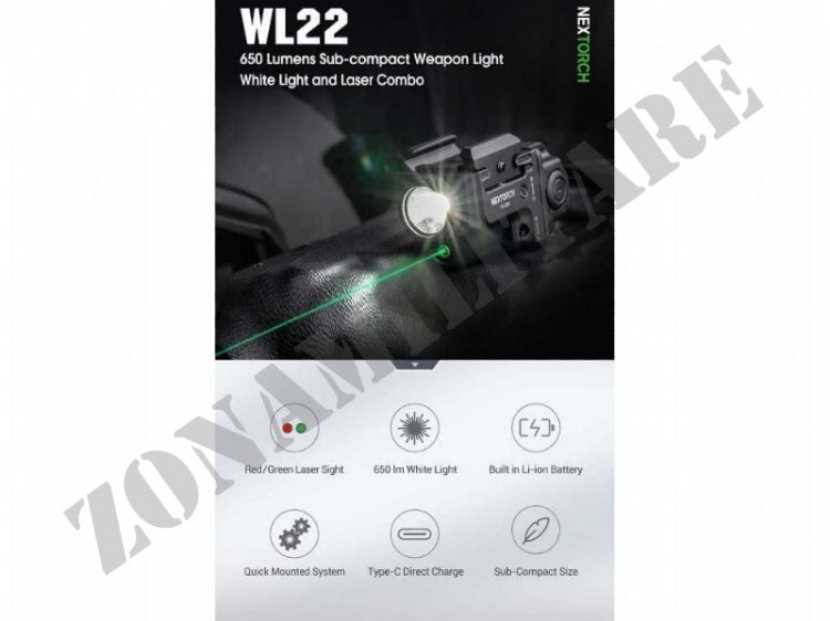 Torcia Nextorch Wl22G Per Pistola Con Green Laser