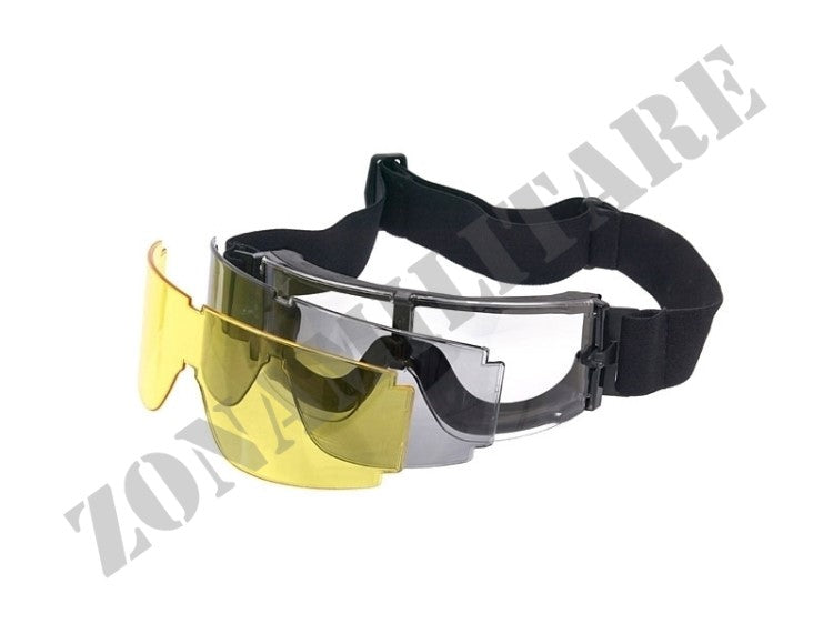 Occhialoni Da Elmetto Goggles Gx-1000 Con Lenti Di Ricambio 8 Fields