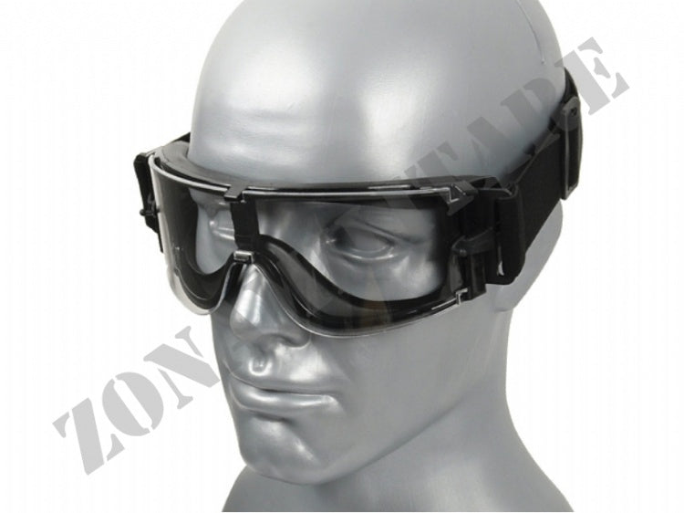 Occhialone Tipo X800 Lente Trasparente Scocca Nera