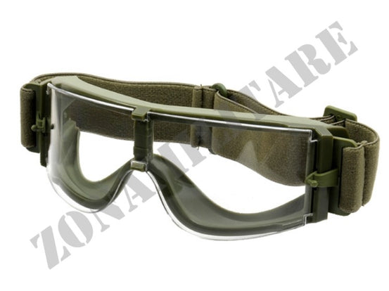 Occhialone Tipo X800 Lente Trasparente Scocca Od Green