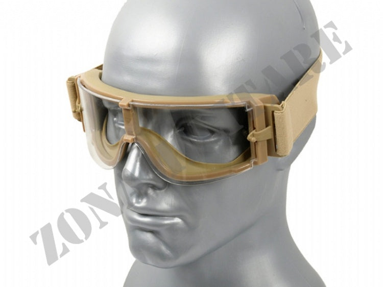 Occhialone Tipo X800 Lente Trasparente Scocca Tan