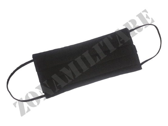 Mascherina In Tessuto Cotone Con Elastici Nera