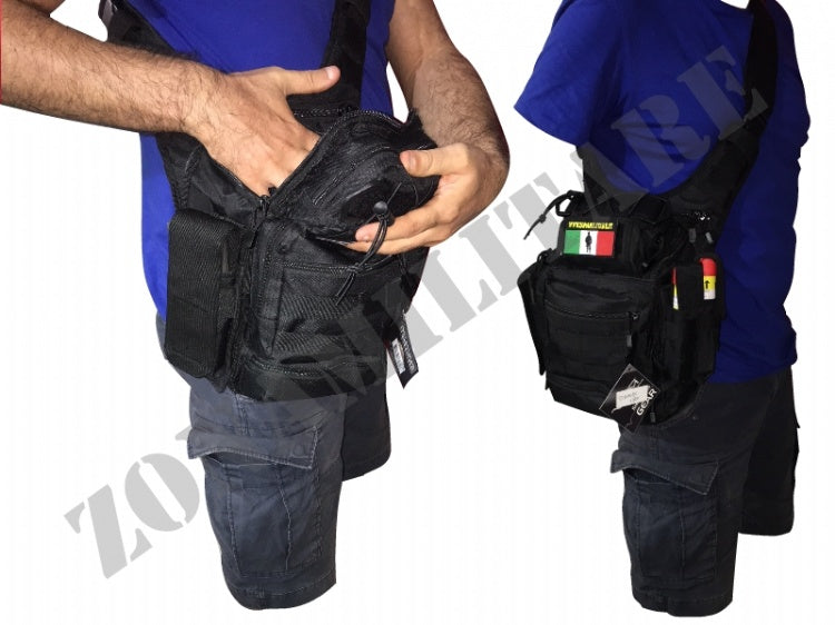 Borsello Tactical Ncstar In Pvc Nero Porta Pistola E Caricatori
