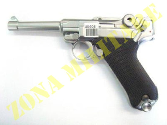Pistola Marca We Modello Luger P08 Silver Gas