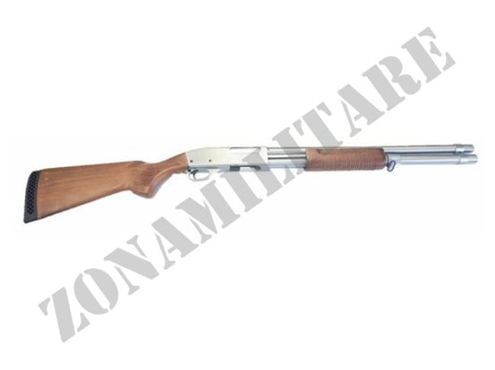 Fucile A Pompa Quingliu Airgun Full Metal E Real Wood Silver Version Long