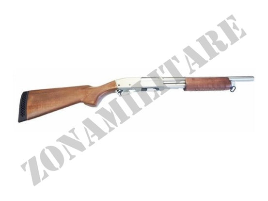 Fucile A Pompa Quingliu Airgun Full Metal E Real Wood Silver Version Short