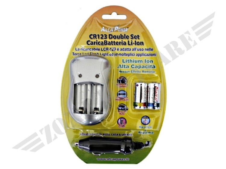 Set Double Charger + 2 Rechargeable Lithium Cr123