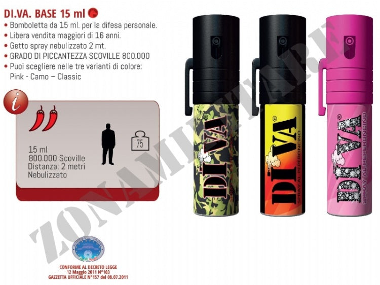 Spray Anti Aggressione Diva Vari Colori Defence Systems