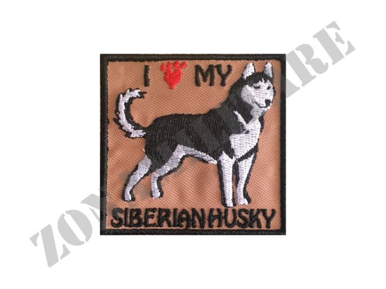 Patch I Love My Siberian Husky Ricamata Con Velcro