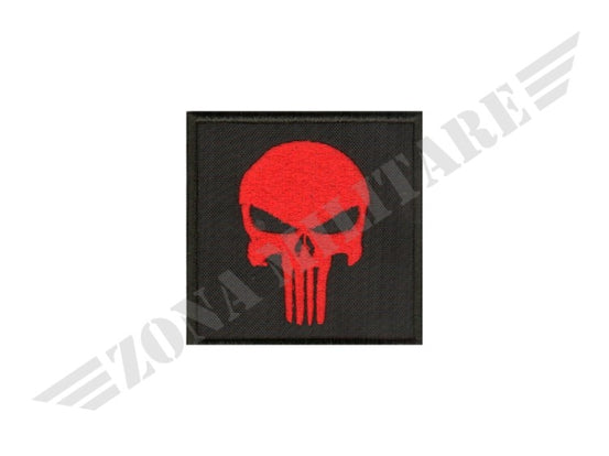 Patch Punisher Sfondo Nero Ricamo Rosso Piccola