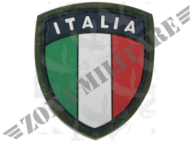 Scudetto Italia Con Retro Removibile In Velcro blue- verde Sbb
